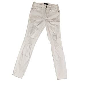 Aero‎ Jeans Womens Size 4 High Rise Skinny Leg Distressed White Denim
